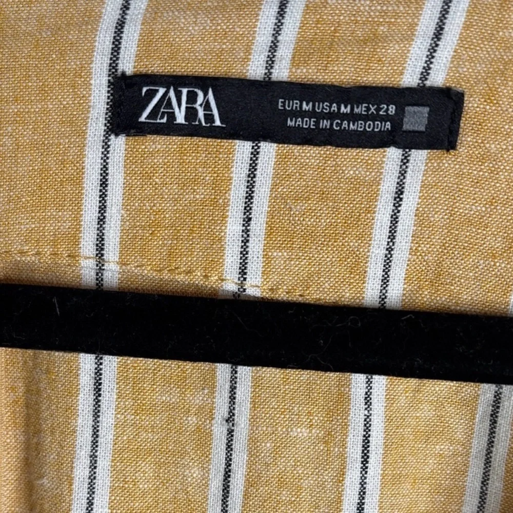 Zara Sunkissed Linen Cutout Mini Coastal Cowgirl Cottagecore Mustard Yellow M - Picture 15 of 15